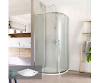 LIMA Sprchový kout, čtvrtkruh, 100x190 cm, R 550, chrom ALU, sklo Point, vanička z litého mramoru LIMA Sprchový kout, čtvrtkruh, 100x190 cm, R 550, chrom ALU, sklo Point, vanička z litého mramoru
