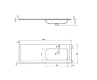 SAPHO ARUBA umyvadlo, Rockstone, 190x51,5cm, pravé, bílá mat (8)