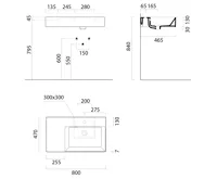 GSI KUBE X keramické umyvadlo 80x47cm, s odkládací plochou vlevo, broušená spodní hrana, bílá ExtraGlaze (7)