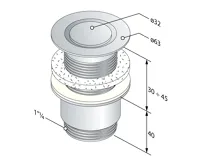 OMP TEA Umyvadlová výpust 5/4“, neuzavíratelná, design zátka, 30-45mm, chrom (4)