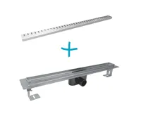 Odtokový sprchový žlab do prostoru, 800x55 mm, vč. roštu Wave, nerez