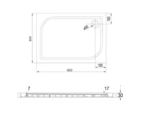 Obdélníková sprchová vanička, 90x80x3 cm, bez nožiček, litý mramor (1)