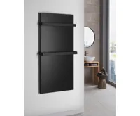 SAPHO ENIS koupelnový sálavý topný panel 600W, 590x1200 mm, držáky ručníků, IP44, černá mat (3)
