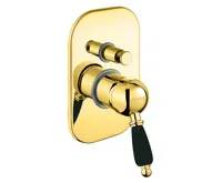 SAPHO KIRKÉ BLACK podomítková sprchová baterie, 2 výstupy, černá páčka, zlato