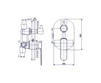 Sprchová baterie podomítková s trojcestným přepínačem, Mada, Mbox, hranatý kryt, chrom (3)