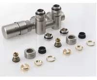 SAPHO TWIN COMBI připojovací sada ventilů termostatická pro střed.připojení, levá, nerez mat (2)