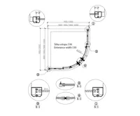GELCO ANTIQUE čtvrtkruh. zástěna 900x900, posuvné dveře dvoukřídlé, ČIRÉ sklo, bronz (9)