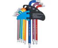 BGS Sada zahnutých klíčů,  vícebarevné,  T-profil (pro Torx) s otvorem a kulovou hlavou T10-T5 (2)
