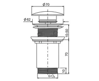 SAPHO Umyvadlová výpust 5/4“, click-clack, keramická zátka, 10-50mm, černá mat (5)