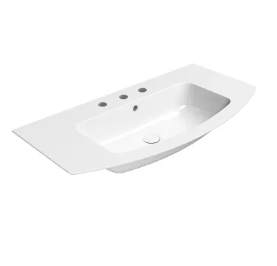 GSI PURA keramické umyvadlo Slim oblé 102x52cm, 3 otvory, bílá ExtraGlaze
