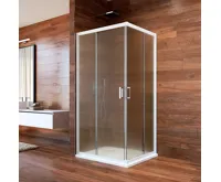 LIMA Sprchový kout, čtverec, 90 cm, bílý ALU, sklo Point (1)