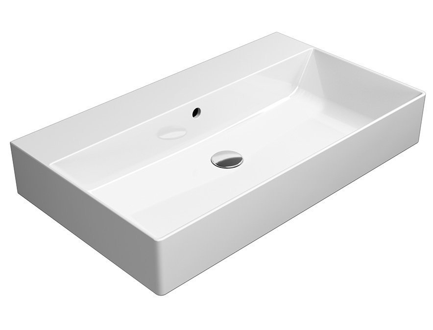 Gsi kube x keramické umyvadlo 80x47cm, broušená spodní hrana, bez otvoru, bílá extraglaze