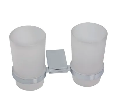 NOVASERVIS Dvojitý držák kartáčků a pasty sklo Metalia 9 chrom - 0957,0