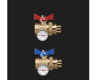 WIGELL SADA Kulových kohoutů mosazných s teploměry 1&quot; přímý se šroubením k rozdělovači