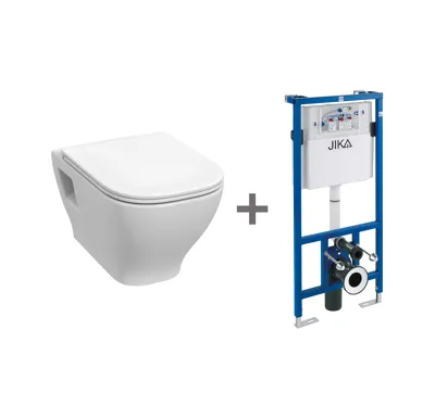 DEEP by JIKA Set závěsný klozet Deep by JIKA Rimless + podomítkový modul , viditelné uchycení, Bílá