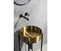 SAPHO AURUM nerezové umyvadlo na desku, průměr 38cm, včetně výpusti, zlato mat (6)