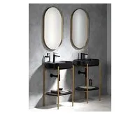 SAPHO AVONA oválné zrcadlo v rámu 50x100cm, zlato mat (1)