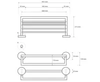 SAPHO X-STEEL polička na ručníky s hrazdou, nerez mat (2)