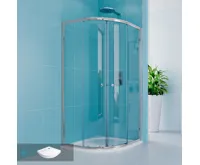 Sprchový set z Kory Lite, čtvrtkruh, 80 cm, chrom ALU, sklo Čiré a vysoké SMC vaničky vč. sifonu (3)