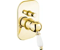 SAPHO KIRKÉ WHITE podomítková sprchová baterie, 2 výstupy, bílá páčka, zlato SAPHO KIRKÉ WHITE podomítková sprchová baterie, 2 výstupy, bílá páčka, zlato