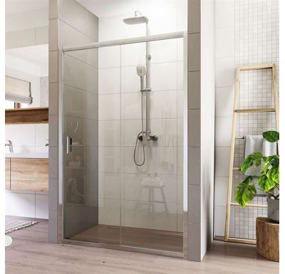 LIMA Sprchové dveře, dvoudílné, zasunovací, 100 cm, chrom ALU, sklo Čiré