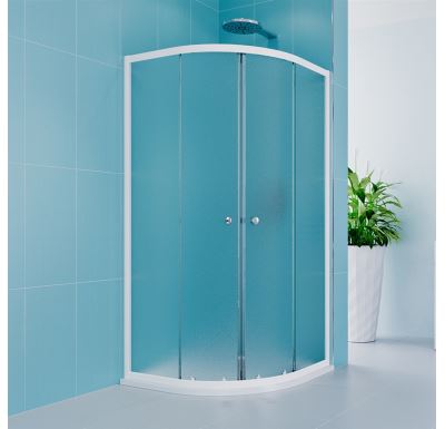 Sprchový set: sprchový kout, čtvrtkruh, 90x185 cm, R550, bílý ALU, sklo Grape, SMC vanička