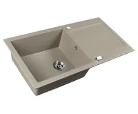 SAPHO Granitový vestavný dřez s odkapem, 97x50cm, béžová (4)