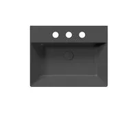 GSI KUBE X keramické umyvadlo 60x47cm, broušená spodní hrana, 3 otvory, černá mat (1)
