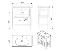SAPHO BRAND umyvadlová skříňka 76x83x43cm, mořený smrk (5)