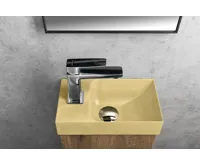 SAPHO PICCOLINO betonové umývátko 30,8x17cm, baterie vlevo, žlutá mat (8)