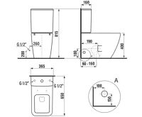 SAPHO PORTO WC kombi, Rimless, spodní/zadní odpad, bílá (10)