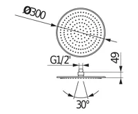 JIKA CUBITO Hlavová sprcha SLIM kulatá Ø 300 mm, nerez (1)