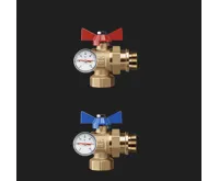 WIGELL SADA Kulových kohoutů mosazných s teploměry 1&quot; rohový se šroubením k rozdělovači