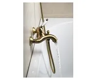 SAPHO KIRKÉ WHITE nástěnná vanová baterie, bílá páčka, bronz (1)