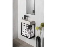 SAPHO CREST L betonové umývátko, nástěnné, včetně výpusti, 40x22cm, bílý pískovec (8)