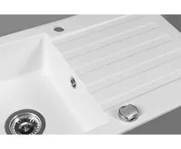 SAPHO Granitový vestavný dřez s odkapem, 78x44cm, bílá (5)