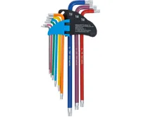 BGS Sada zahnutých klíčů,  vícebarevné,  extra dlouhé,  T-profil (pro Torx) s otvorem T10 - T5 (2)