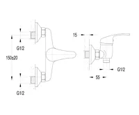 AQUALINE AQUALINE 35 nástěnná sprchová baterie, chrom (2)