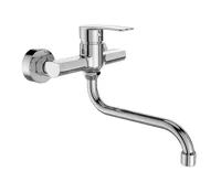 Dřezová nástěnná baterie, Sonáta, 150 mm, s ramínkem trubkovým ø 18 mm - 200 mm, chrom Dřezová nástěnná baterie, Sonáta, 150 mm, s ramínkem trubkovým ø 18 mm - 200 mm, chrom