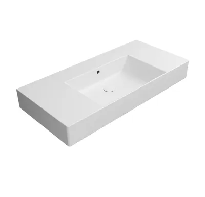 GSI KUBE X keramické umyvadlo 100x47cm, s odkládacími plochami, bez otvoru, bílá mat