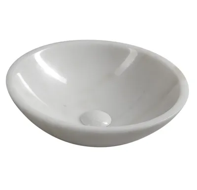 SAPHO BLOK kamenné umyvadlo na desku Ø 40cm, leštěný bílý mramor