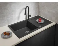 SAPHO Granitový vestavný dřez s odkapem, 97x50cm, černá (3)