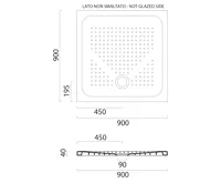 GSI Keramická sprchová vanička, čtverec 90x90x4cm, bílá ExtraGlaze (2)