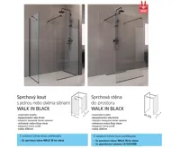 Sprchová stěna WALK IN, Novea, 110 x 200 cm, black ALU, sklo Čiré (3)