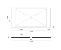 GSI Keramická sprchová vanička, obdélník 200x100x2cm, bílá mat (4)