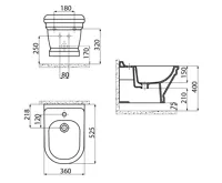 CREAVIT ANTIK bidet závěsný, 36x53 cm, bílá (7)