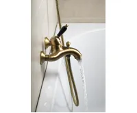 SAPHO KIRKÉ BLACK nástěnná vanová baterie, černá páčka, bronz (3)