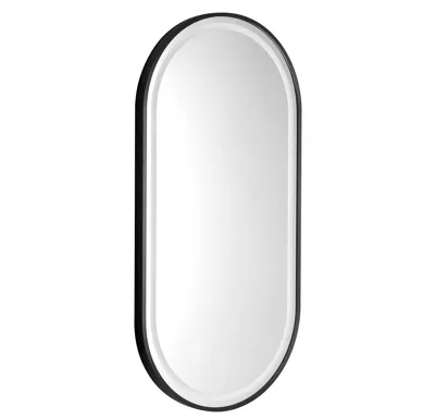 SAPHO KAIRA oválné zrcadlo s LED osvětlením 45x90cm, černá mat