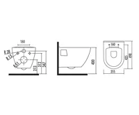 CREAVIT PAULA závěsná WC mísa, 35,5x50cm, zlatá (8)