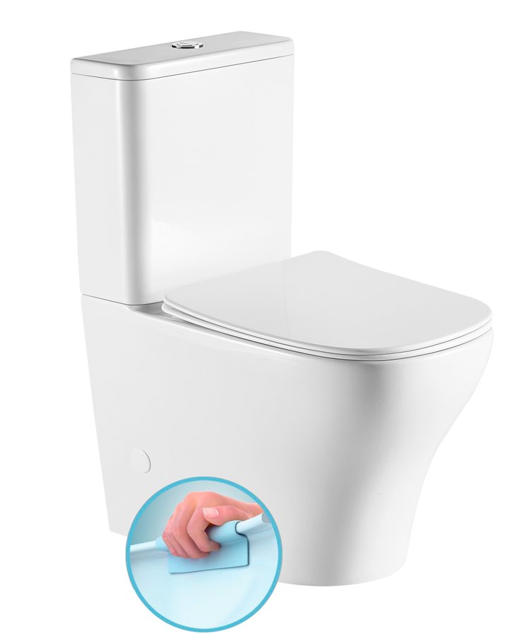 Sapho bello wc kombi, rimless, spodní/zadní odpad, bílá